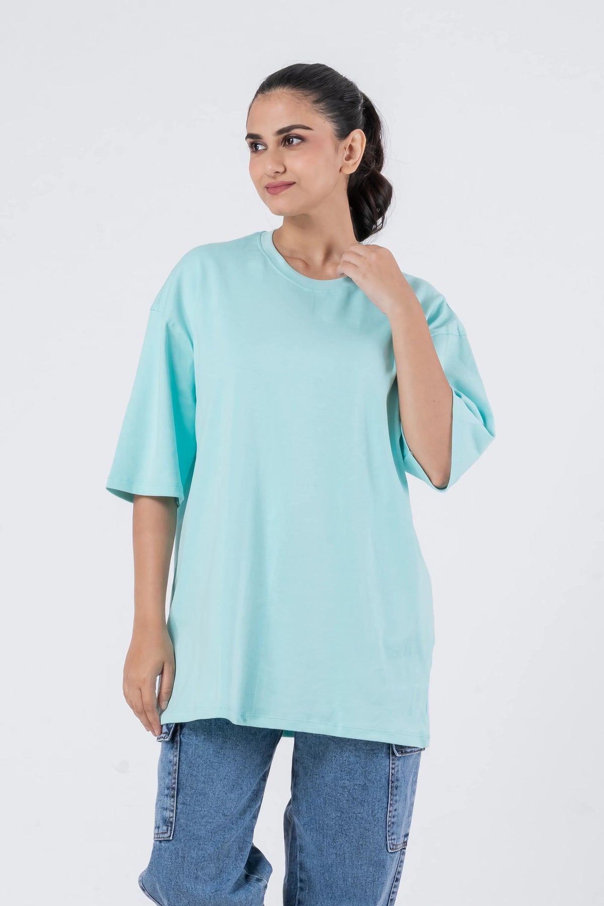 Oversize Drop Shoulder Sky Blue Unisex T-Shirt