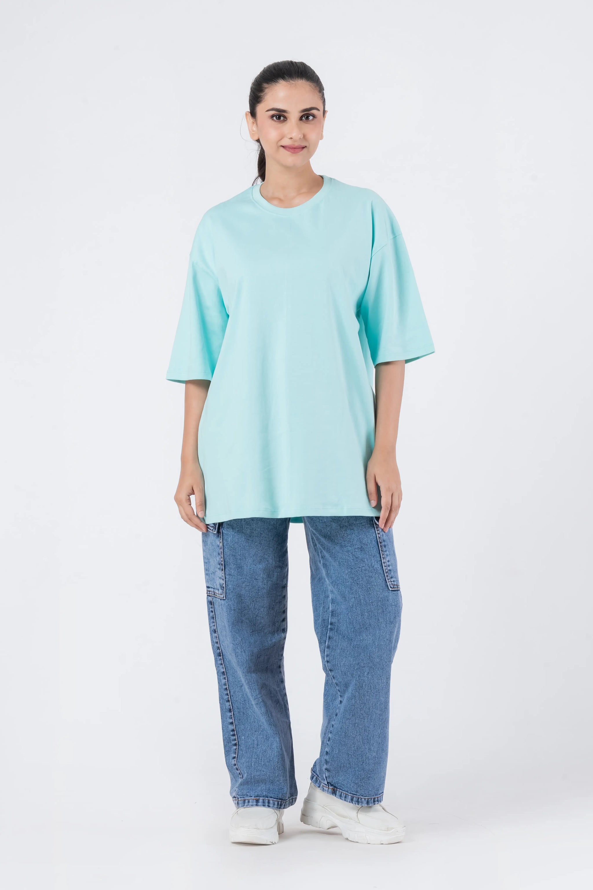 Oversize Drop Shoulder Sky Blue Unisex T-Shirt