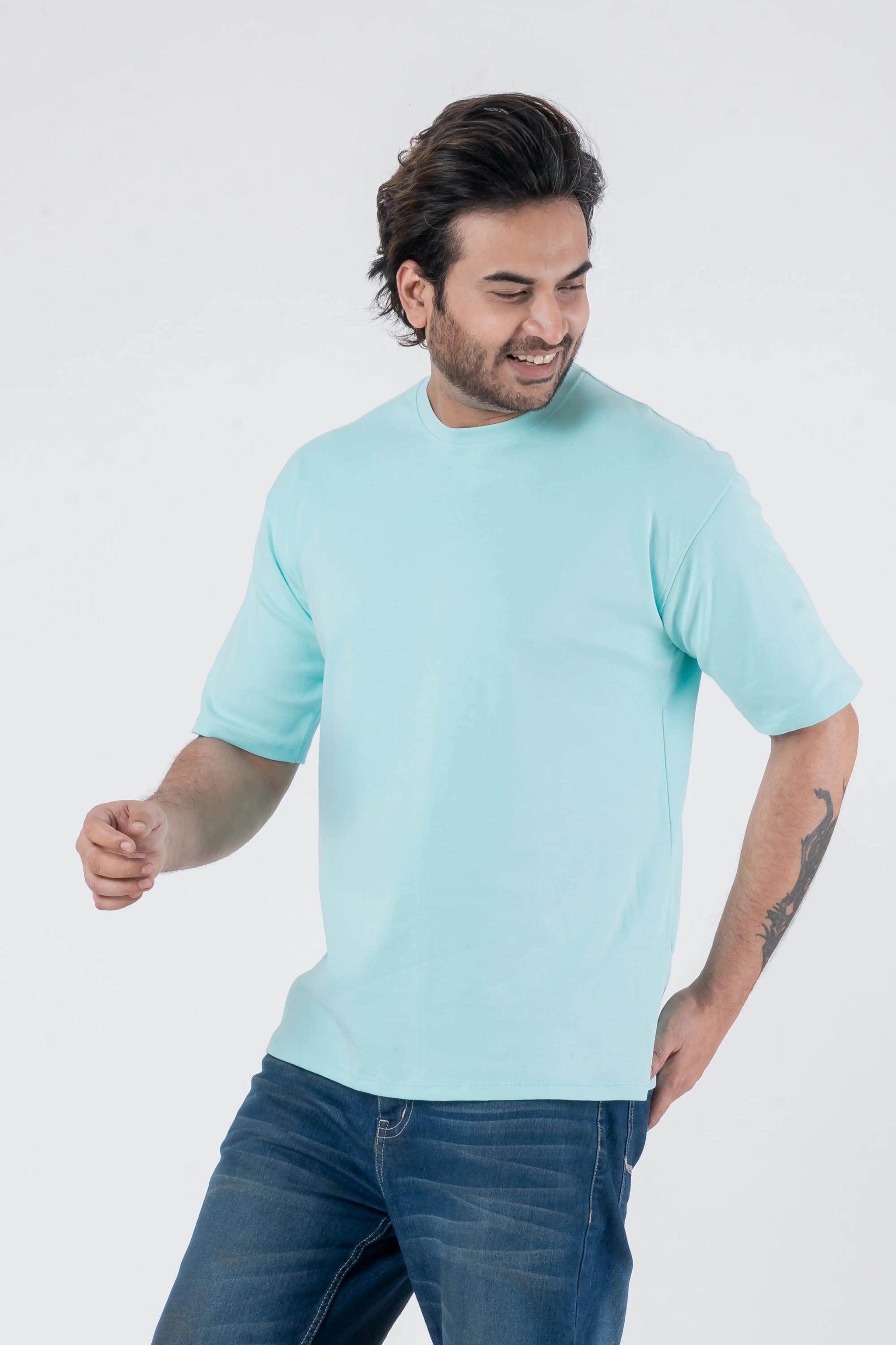 Oversize Drop Shoulder Sky Blue Unisex T-Shirt