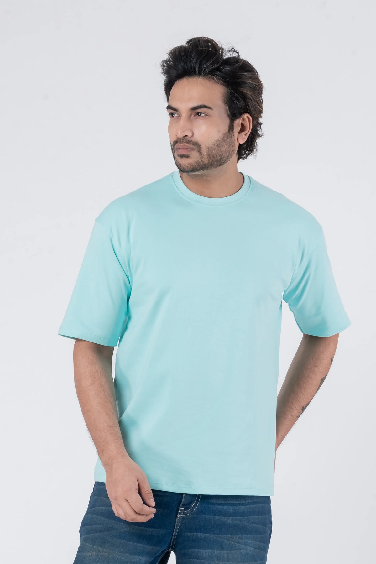 Oversize Drop Shoulder Sky Blue Unisex T-Shirt