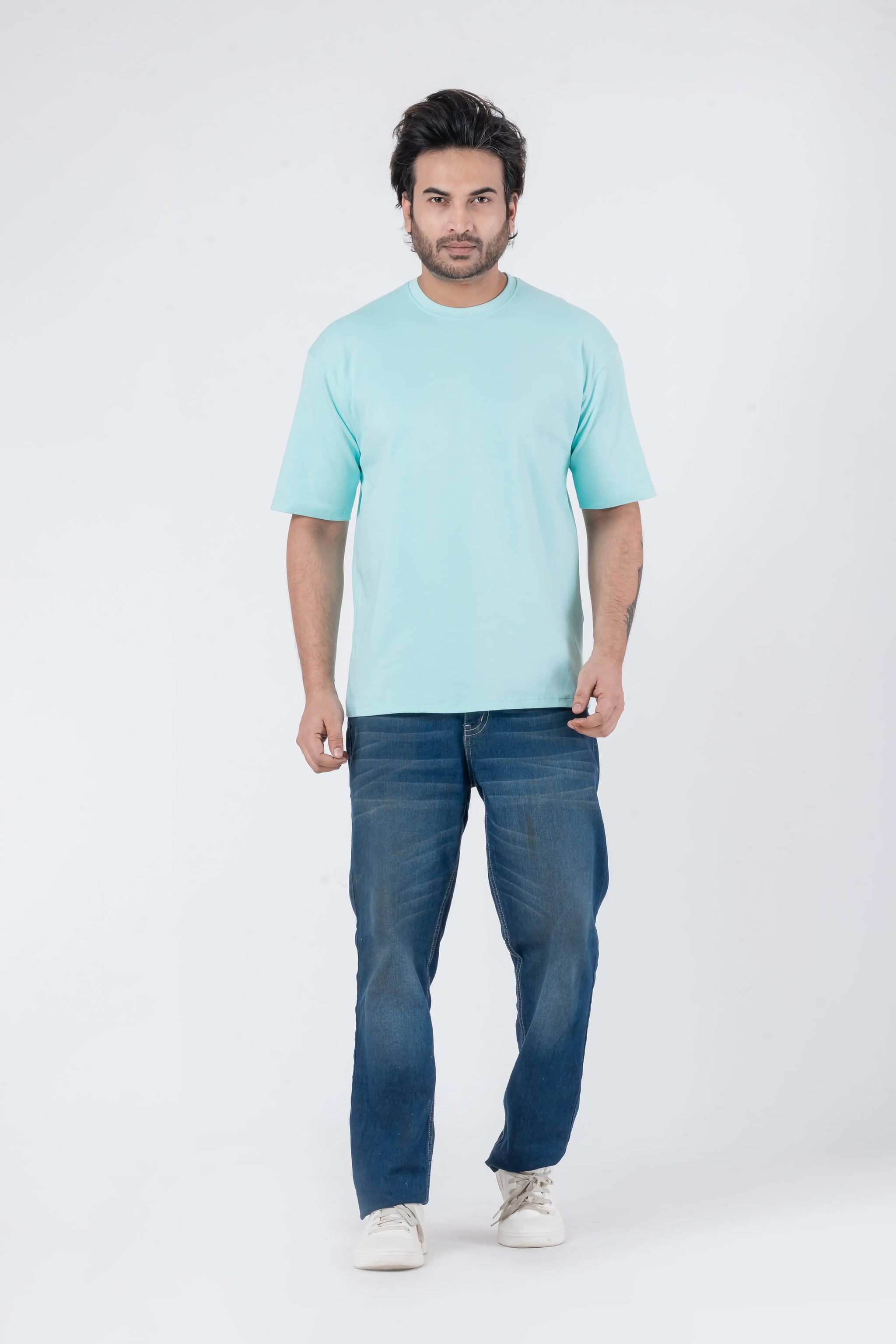 Oversize Drop Shoulder Sky Blue Unisex T-Shirt