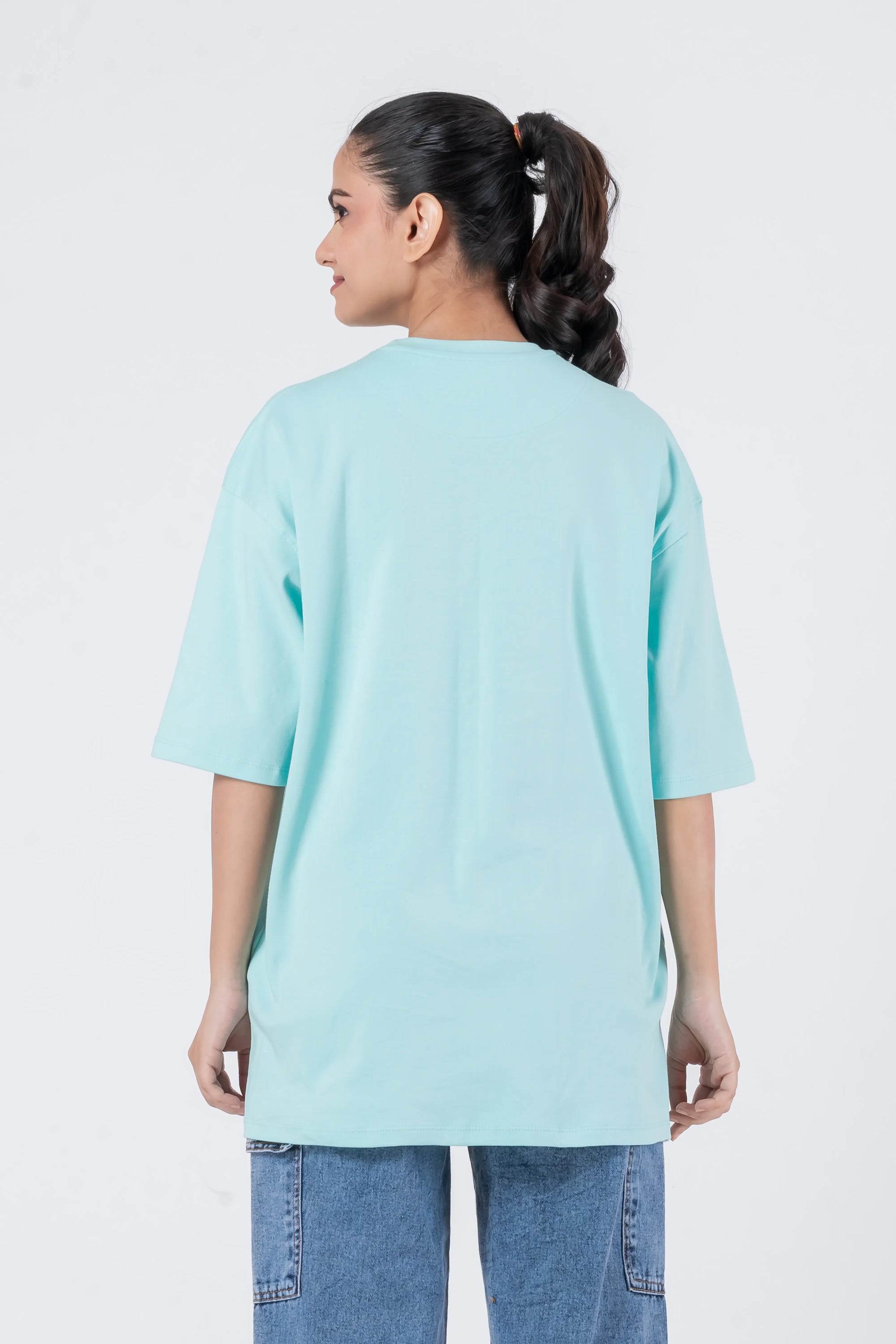 Oversize Drop Shoulder Sky Blue Unisex T-Shirt