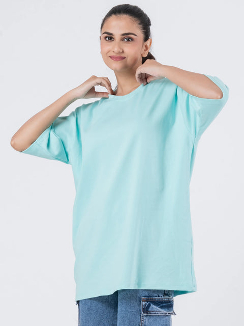 Oversize Drop Shoulder Sky Blue Unisex T-Shirt