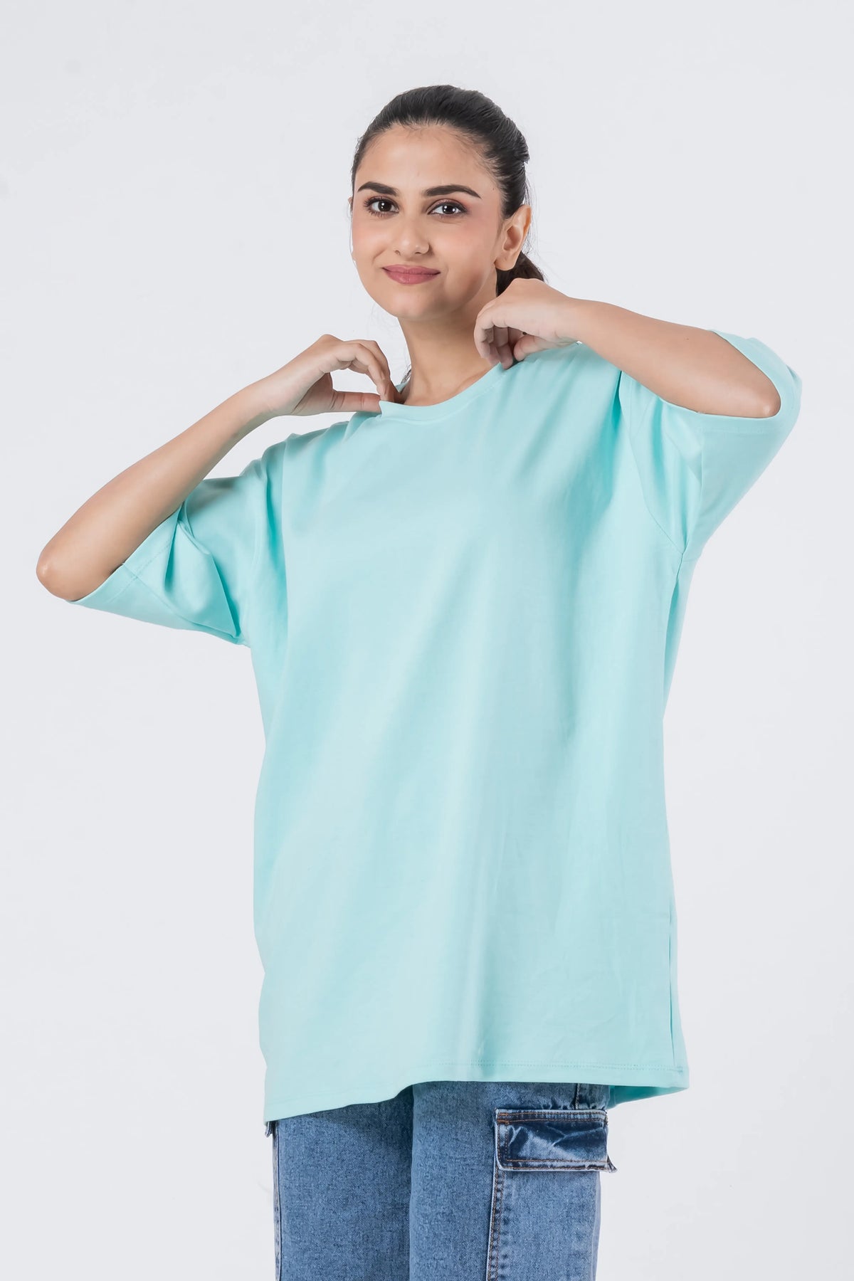 Oversize Drop Shoulder Sky Blue Unisex T-Shirt