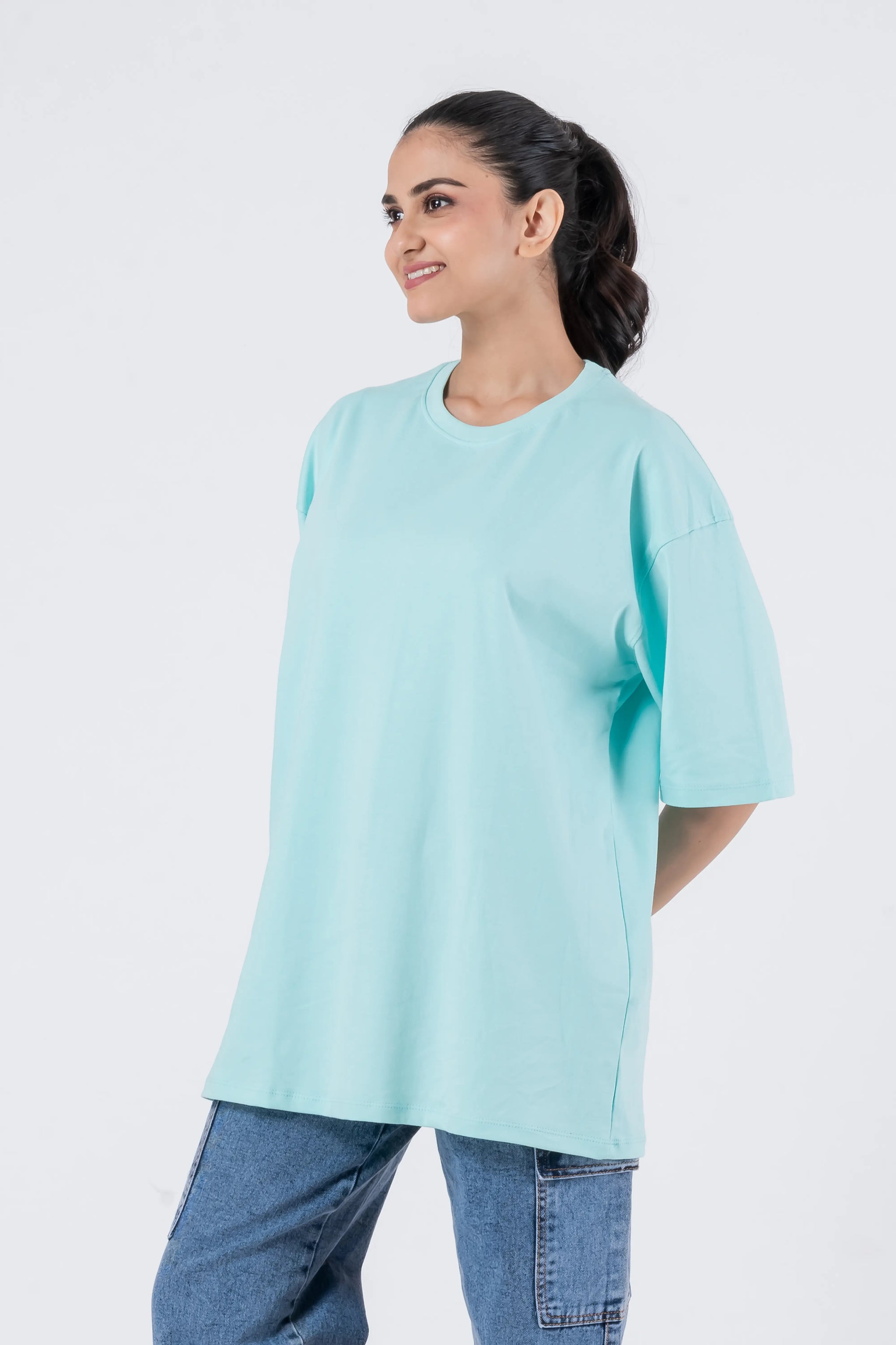 Oversize Drop Shoulder Sky Blue Unisex T-Shirt