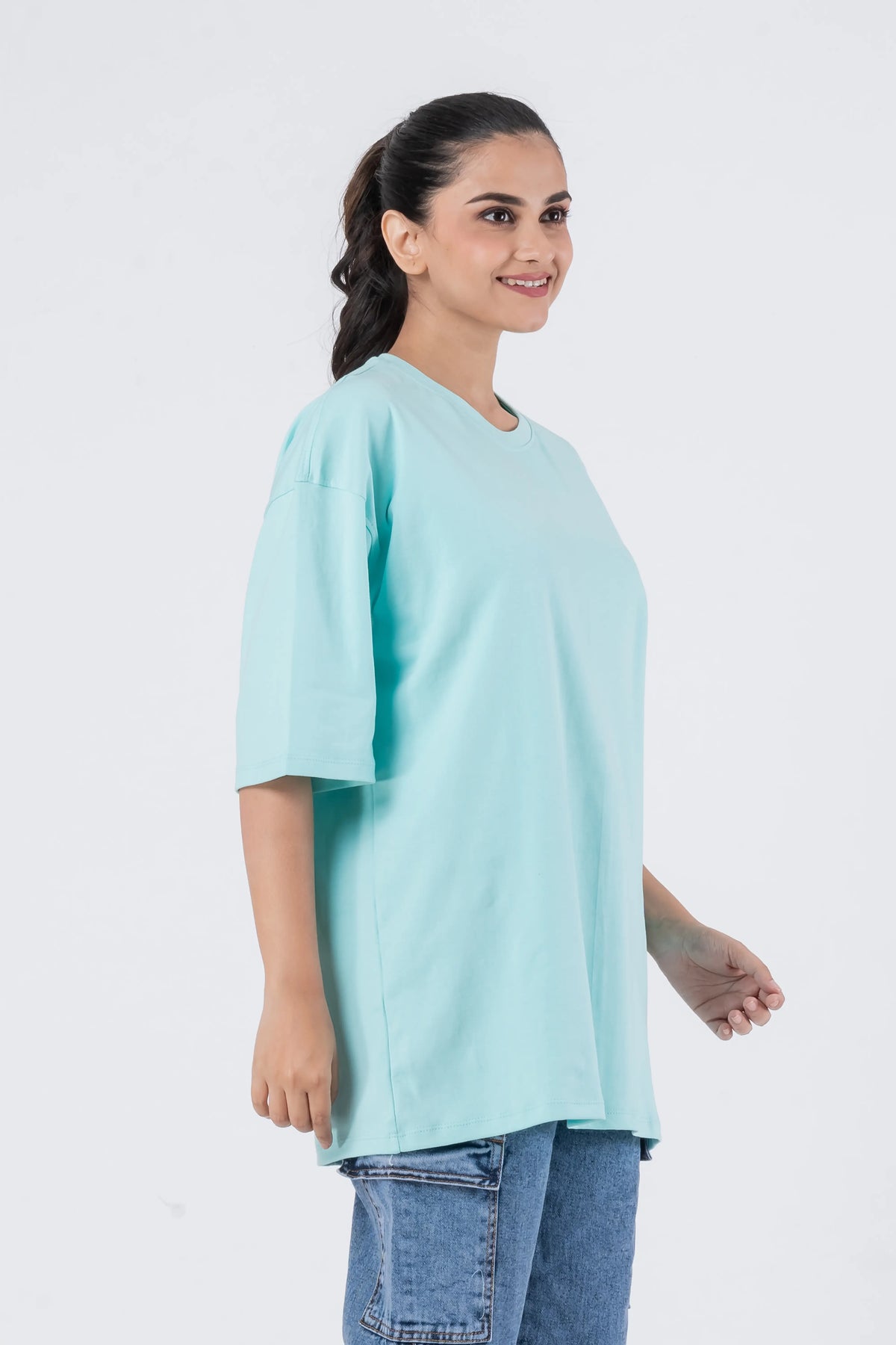 Oversize Drop Shoulder Sky Blue Unisex T-Shirt