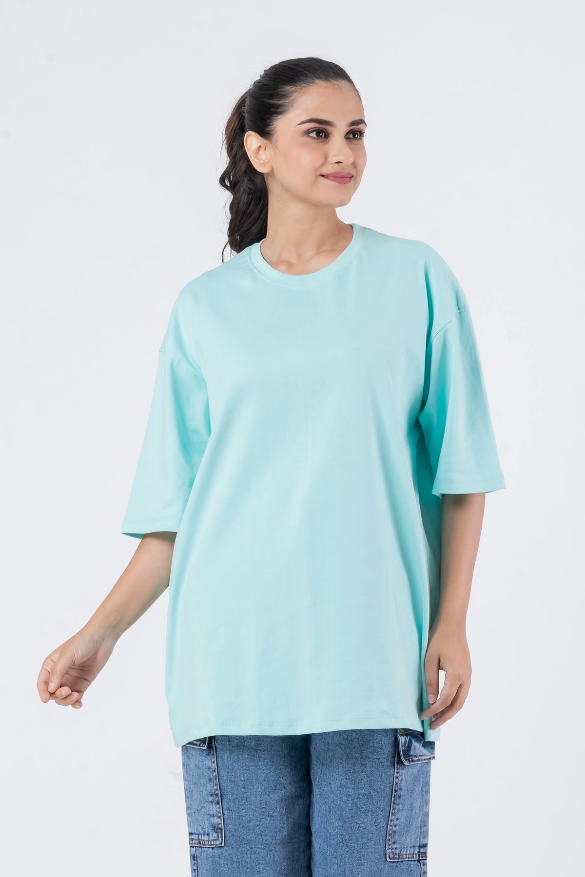 Oversize Drop Shoulder Sky Blue Unisex T-Shirt