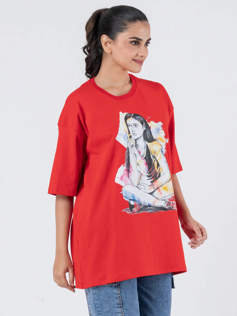 Thinking Lady - Oversized Drop Shoulder Unisex T-Shirt