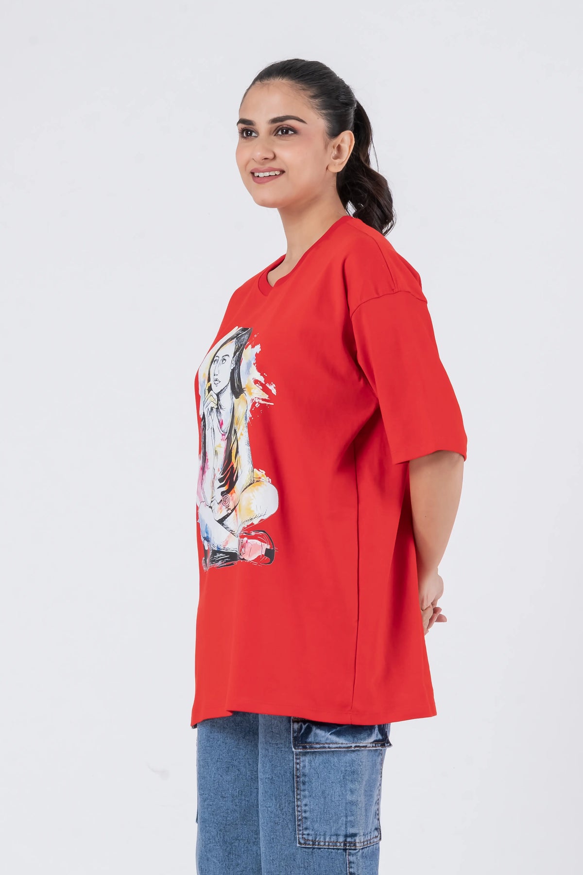 Thinking Lady - Oversized Drop Shoulder Unisex T-Shirt