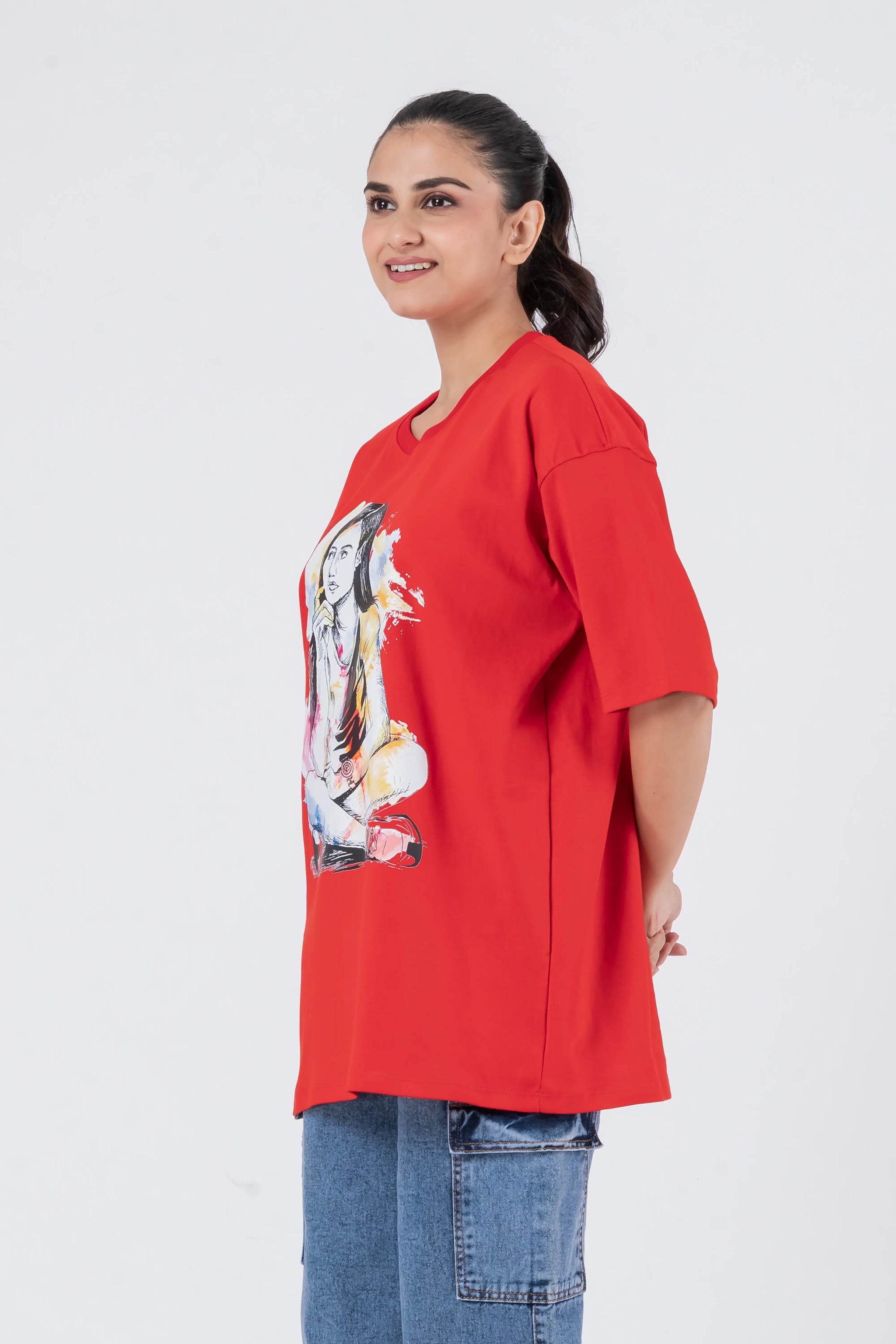 Thinking Lady - Oversized Drop Shoulder Unisex T-Shirt