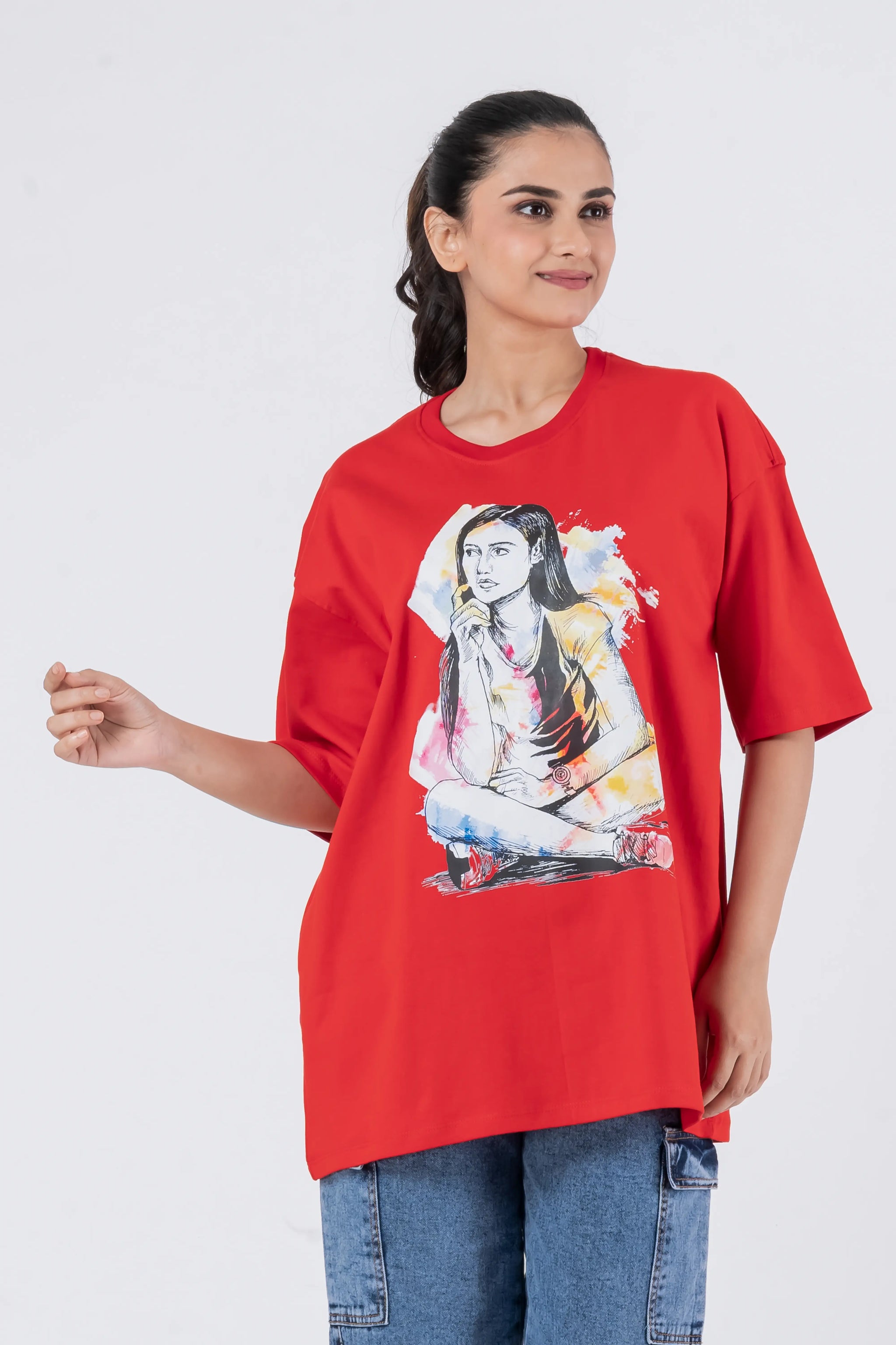 Thinking Lady - Oversized Drop Shoulder Unisex T-Shirt