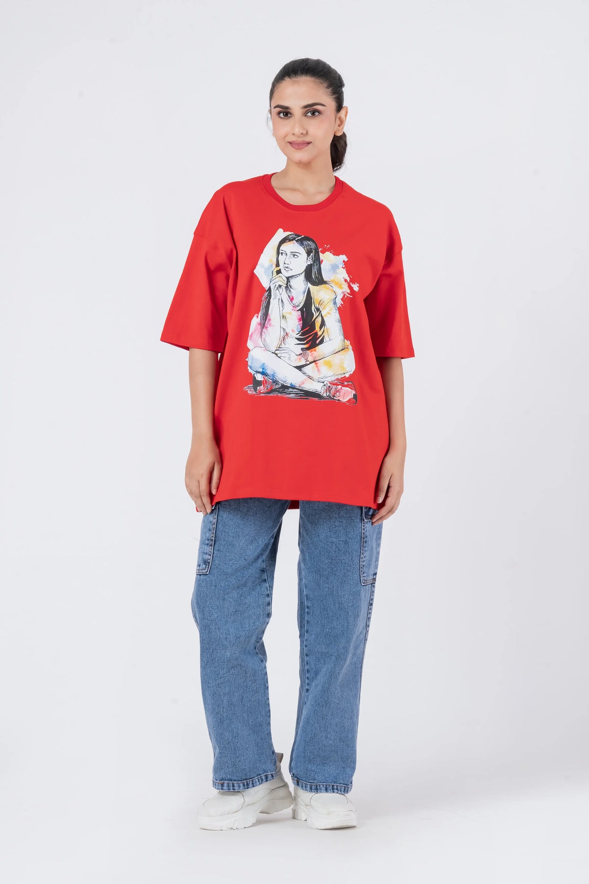 Thinking Lady - Oversized Drop Shoulder Unisex T-Shirt