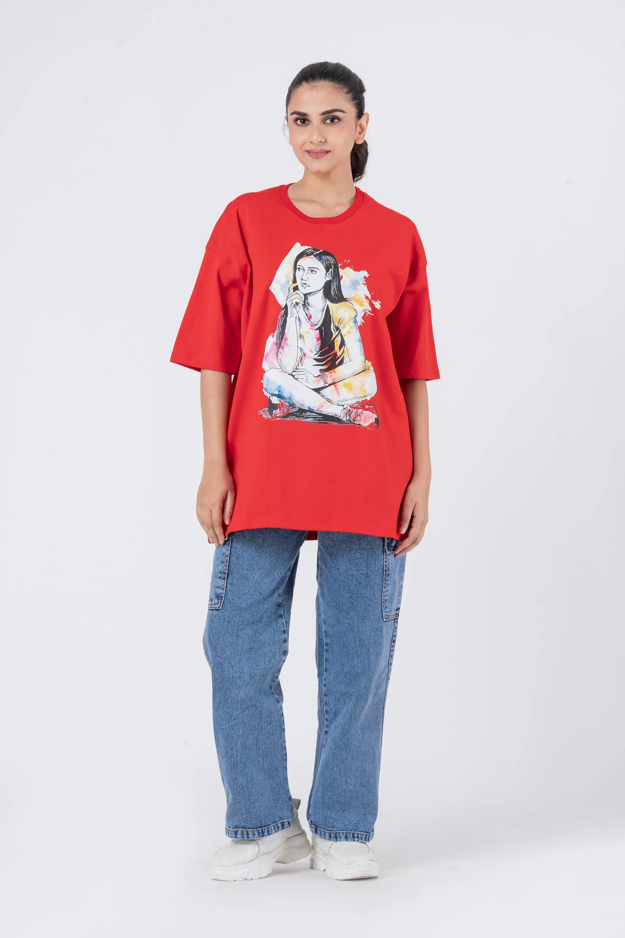 Thinking Lady - Oversized Drop Shoulder Unisex T-Shirt